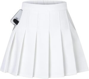 Women's Pleated Mini Skirt with Comfy Casual Stretchy Band Skater Skirt, US XS - US 4XL