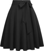 Women's High Waist A-Line Pockets Skirt Skater Flared Midi Skirt Vinage Skirt