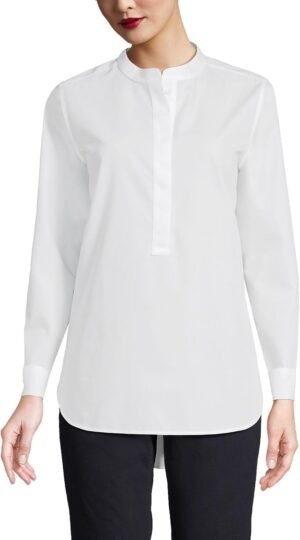 Women's No Iron Long Sleeve Banded Collar  Shirt