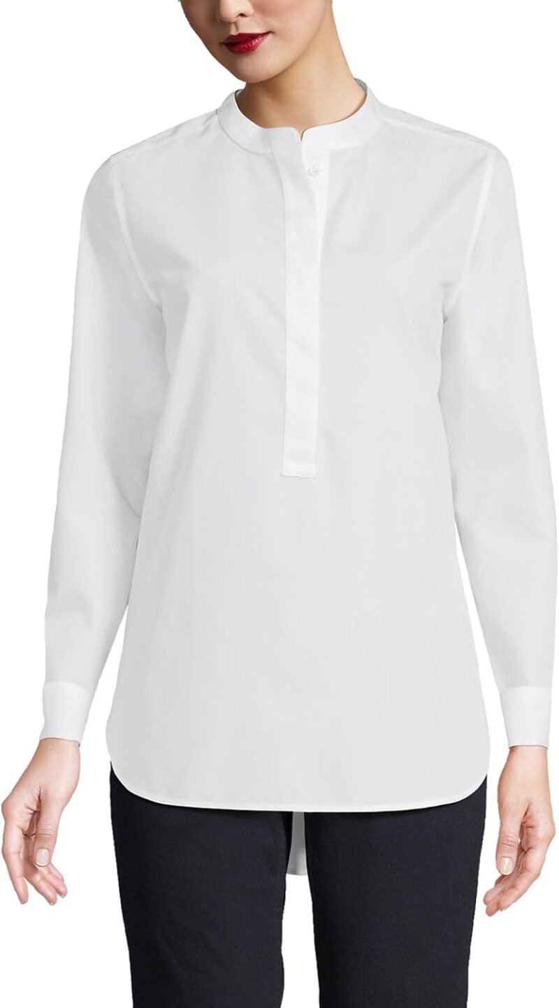 Women's No Iron Long Sleeve Banded Collar  Shirt