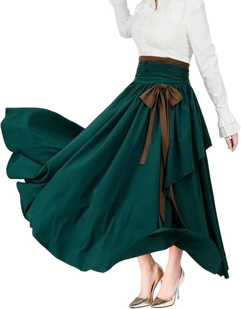 Women's Victorian Vintage Skirt Renaissance Medieval Pirate Peasant Maxi Elastic High Waist Skirts - Image 2