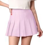 Women's' Girls' High Waist Mini Plaid School Uniform Pleated Skater Tennis Skirt with Lining Shorts