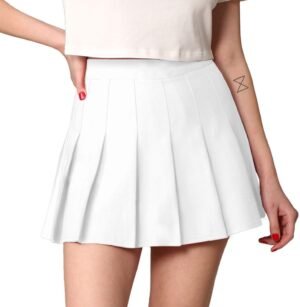 Women's' Girls' High Waist Mini Plaid School Uniform Pleated Skater Tennis Skirt with Lining Shorts