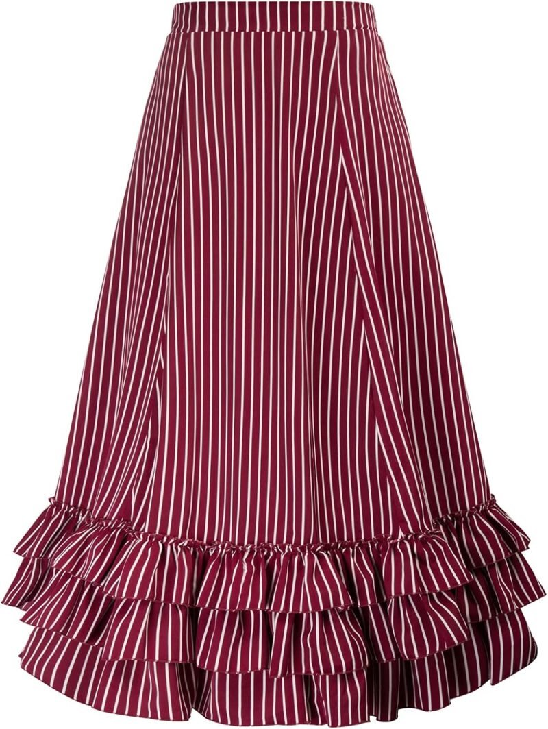 Women's Vintage Stripes Gothic Victorian Skirt Renaissance Style - Image 2
