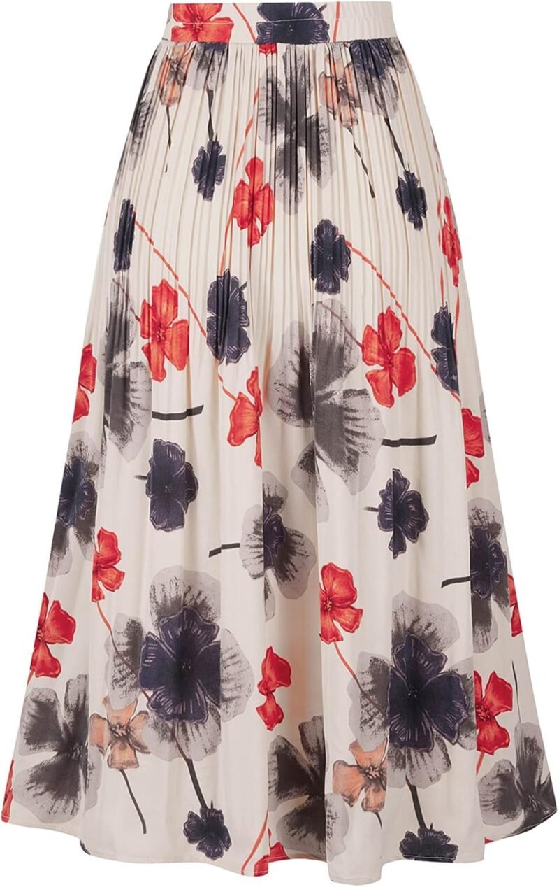 Women's Skirt Leopard Print Midi Long Shirring Skirts High Waisted A Line Skirts - Image 2