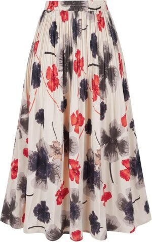 Women's Skirt Leopard Print Midi Long Shirring Skirts High Waisted A Line Skirts