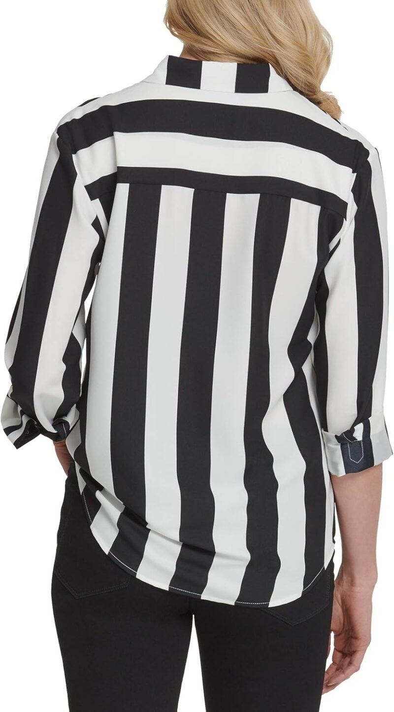 SPORTSWEAR Women's  Collared Long Sleeve Business Casual, Loose Woven Blouse - Image 2