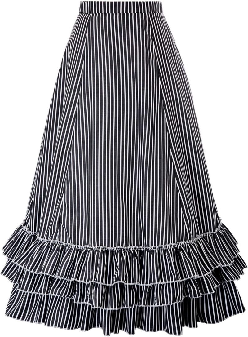 Women's Vintage Stripes Gothic Victorian Skirt Renaissance Style Falda - Image 2