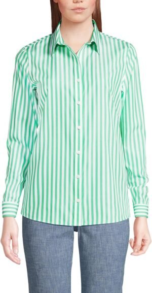 Women's Wrinkle Free No Iron Button Front Shirt