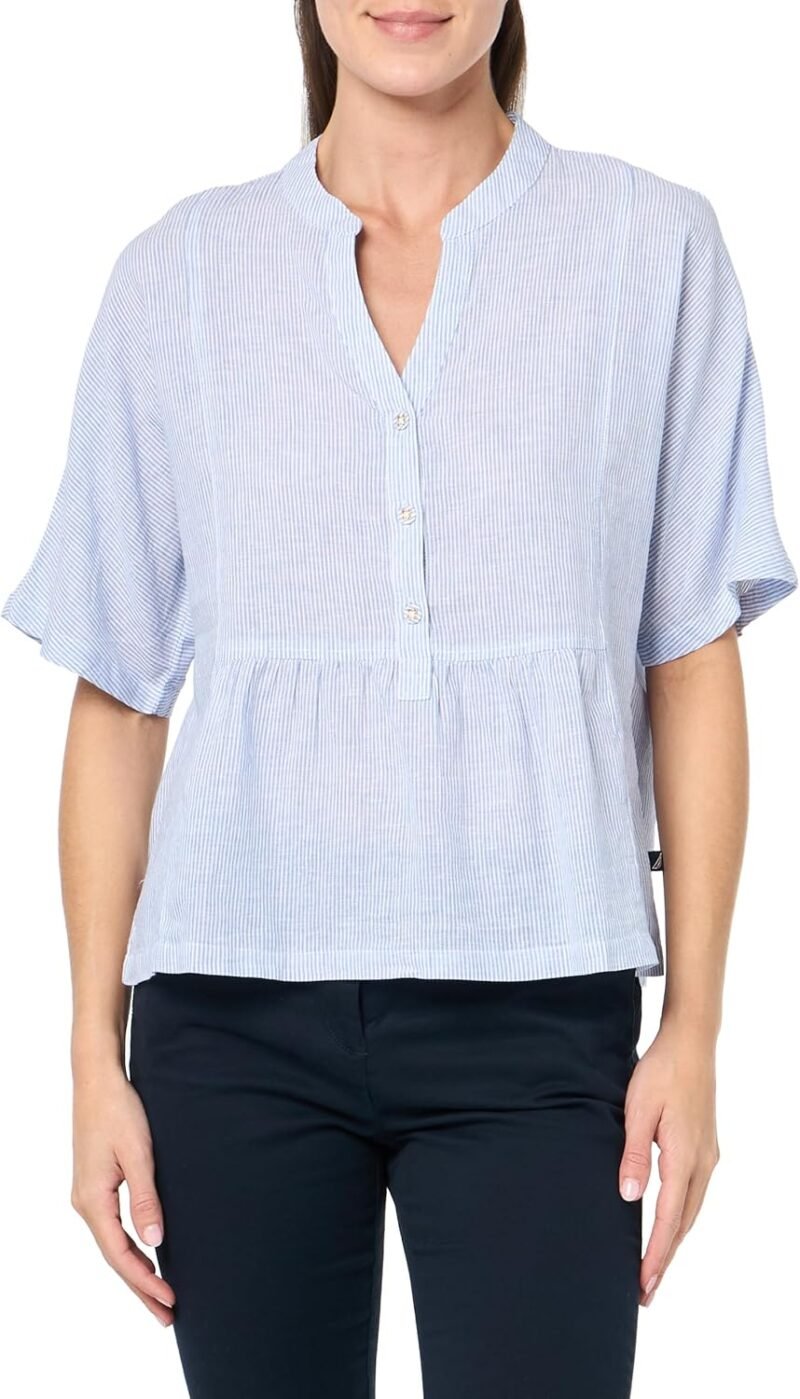 Women's  Short Sleeve Linen Blend Shirt