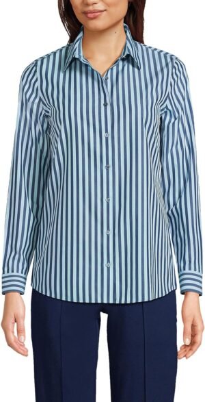 Women's Wrinkle Free No Iron Button Front Shirt