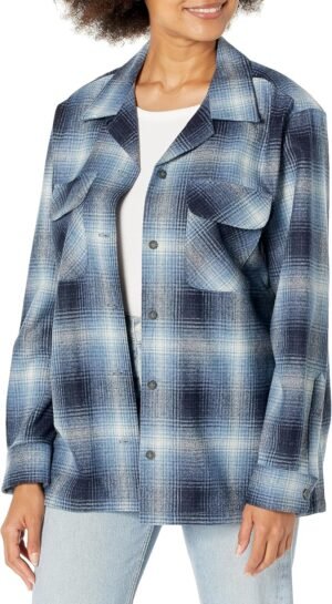 Women's Long Sleeve Boyfriend Fit Wool Board Shirt