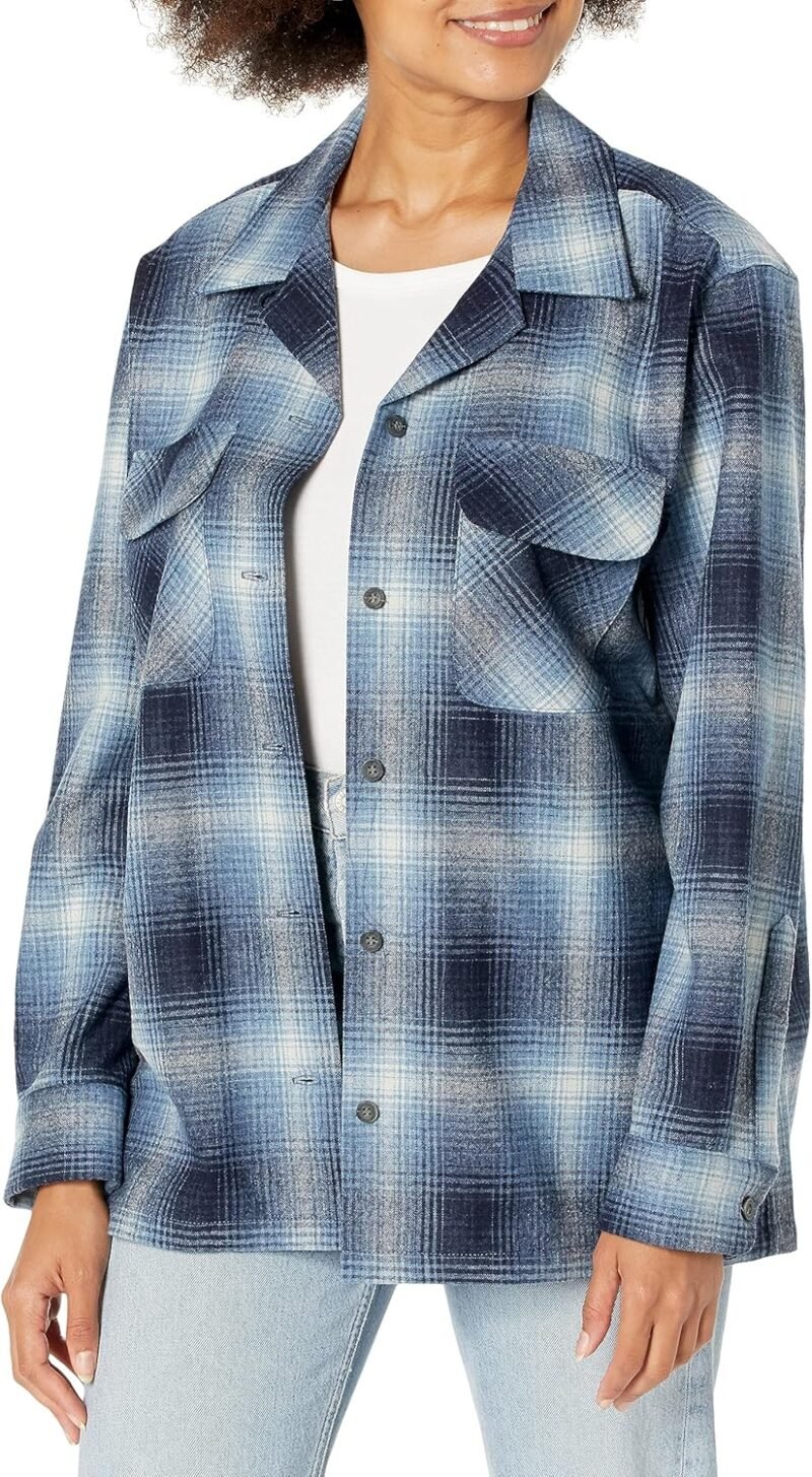 Women's Long Sleeve Boyfriend Fit Wool Board Shirt