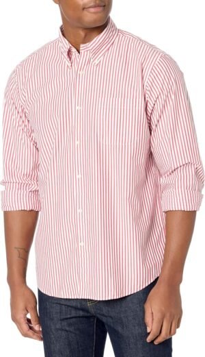 Men's  Poplin Long Sleeve Stripe Sport Shirt