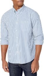 Men's  Poplin Long Sleeve Stripe Sport Shirt