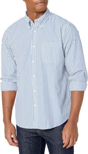 Men's  Poplin Long Sleeve Stripe Sport Shirt