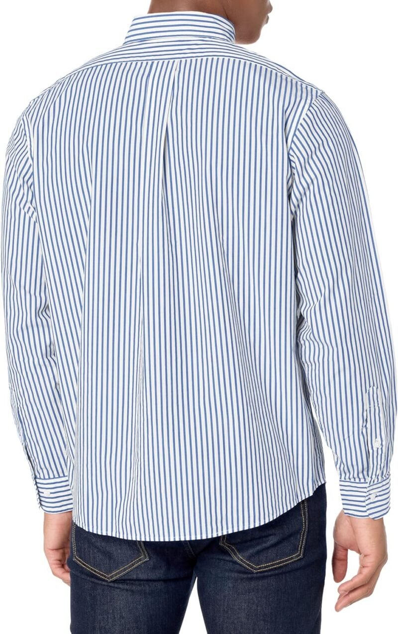 Men's  Poplin Long Sleeve Stripe Sport Shirt - Image 2