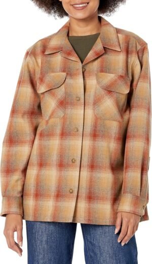 Women's Long Sleeve Boyfriend Fit Wool Board Shirt